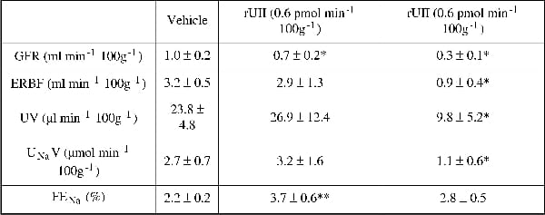 Table 1. Renal variables after 45 mins i.v. infusion of rUII at either 0.6 or 6 pmol min-1 (100g body weight)-1