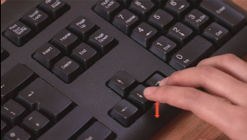 Figure 2: Illustration of the new DBT measuring distal bradykinesia.Occupying the left/ right arrow key and simultaneously, repeatedly tapping the down arrow key, for 20 seconds.