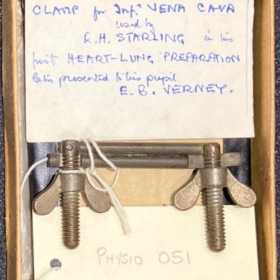 A seemingly ordinary clamp lies among the artefacts in UCL's rich historic collection. It was used by Ernest Starling to make physiological discoveries. Find out more.